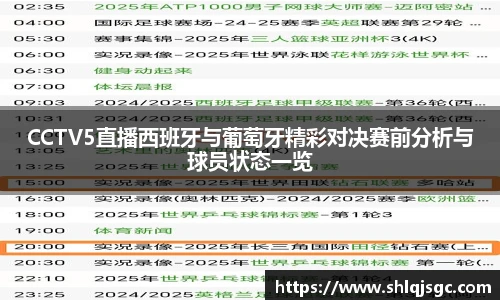 CCTV5直播西班牙与葡萄牙精彩对决赛前分析与球员状态一览